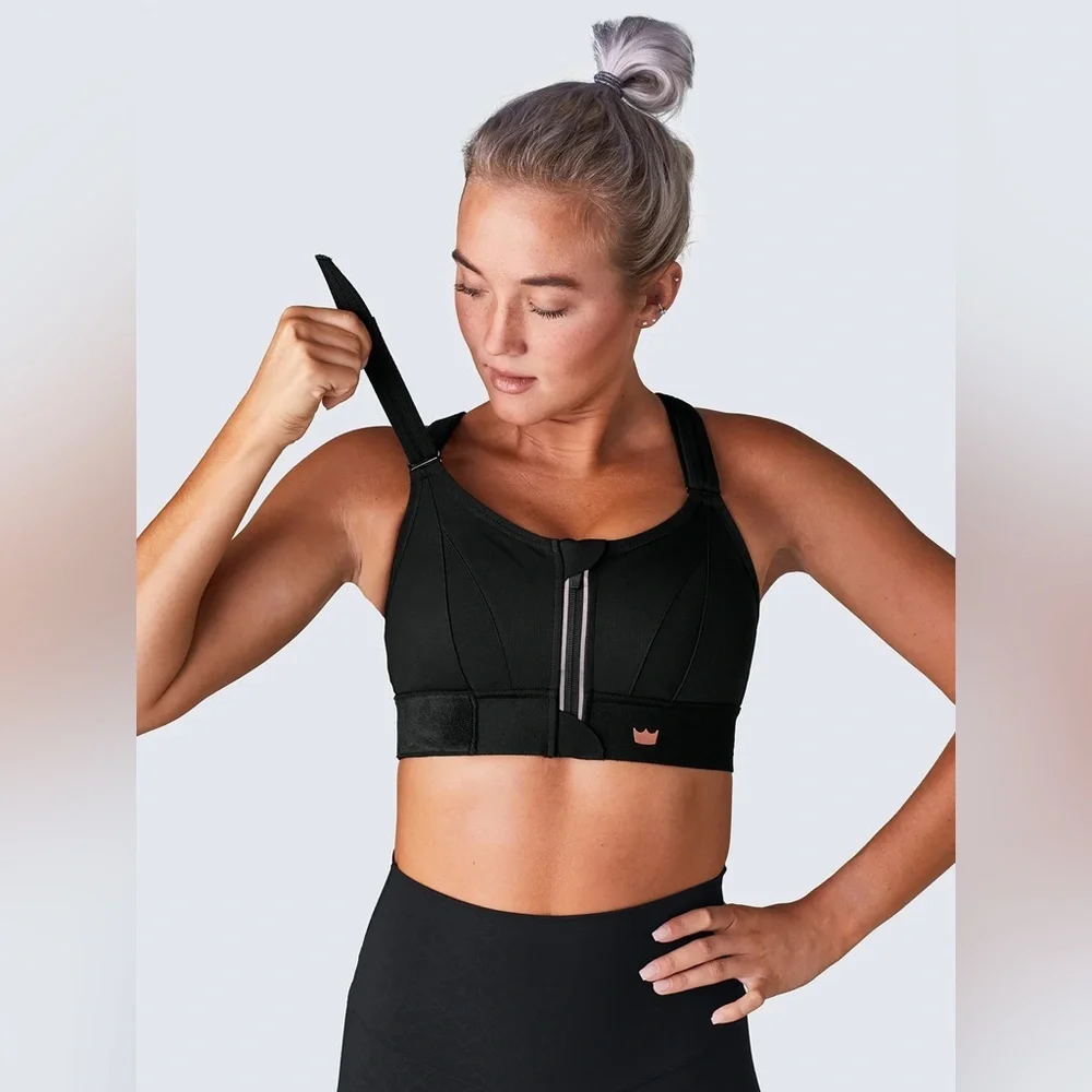 NWT SheFit Ultimate Sports Bra High Impact Black Adjustable Bra, Size 6Luxe 6X